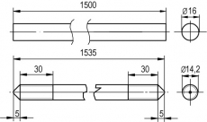 Заземлитель вертикальный 1500 мм, D16 мм NE1202 DKC